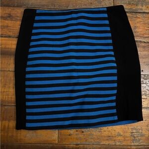Ann Taylor Black and Blue Striped Pencil Skirt